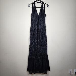 Free People Black Damask Goth Brocade Jacquard Embroidered Dress
